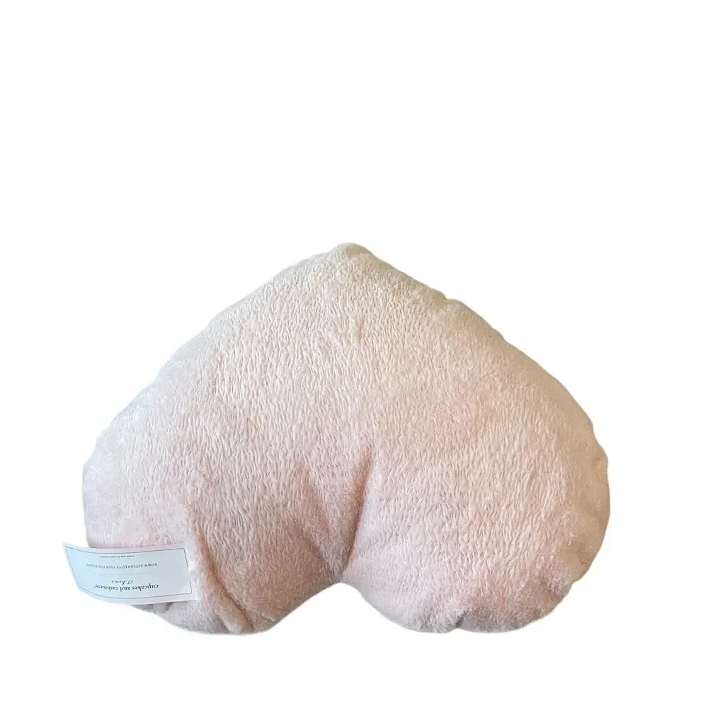 CUPCAKES AND CASHMERE Faux Fur Heart Shaped Pillow  20x20  Posh Pastel Pink NEW